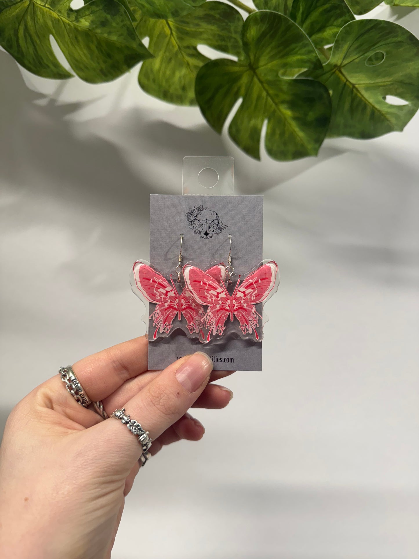 Pink Butterfly Acrylic Earrings