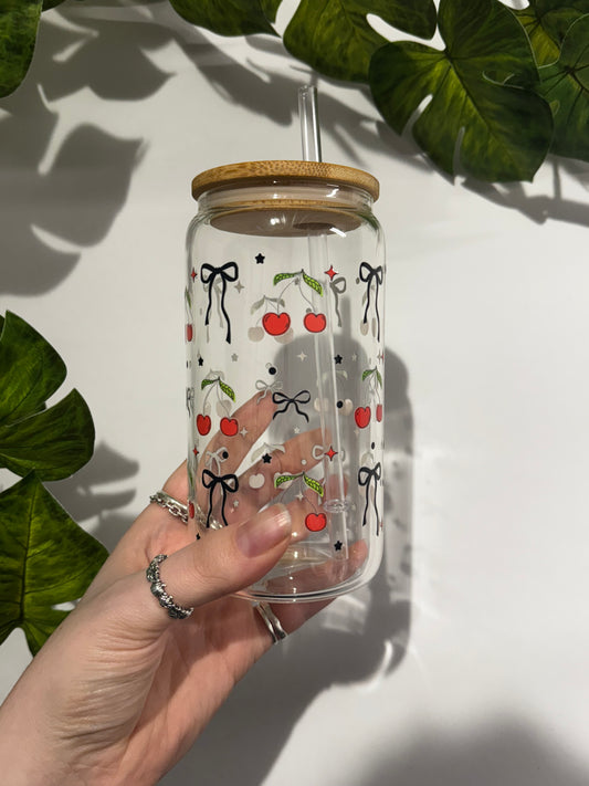 RTS Cherries and Bows Libbey Glass Can