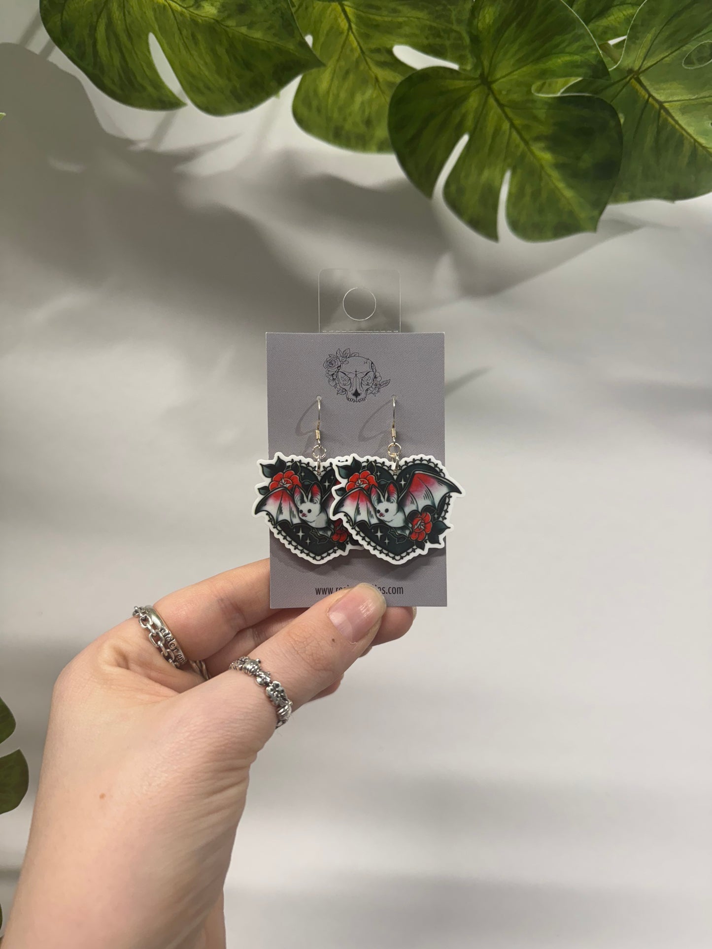 Bat Hearts Acrylic Earrings