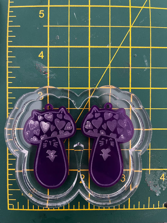 2” Mushroom Cat Earrings Silicone Mould