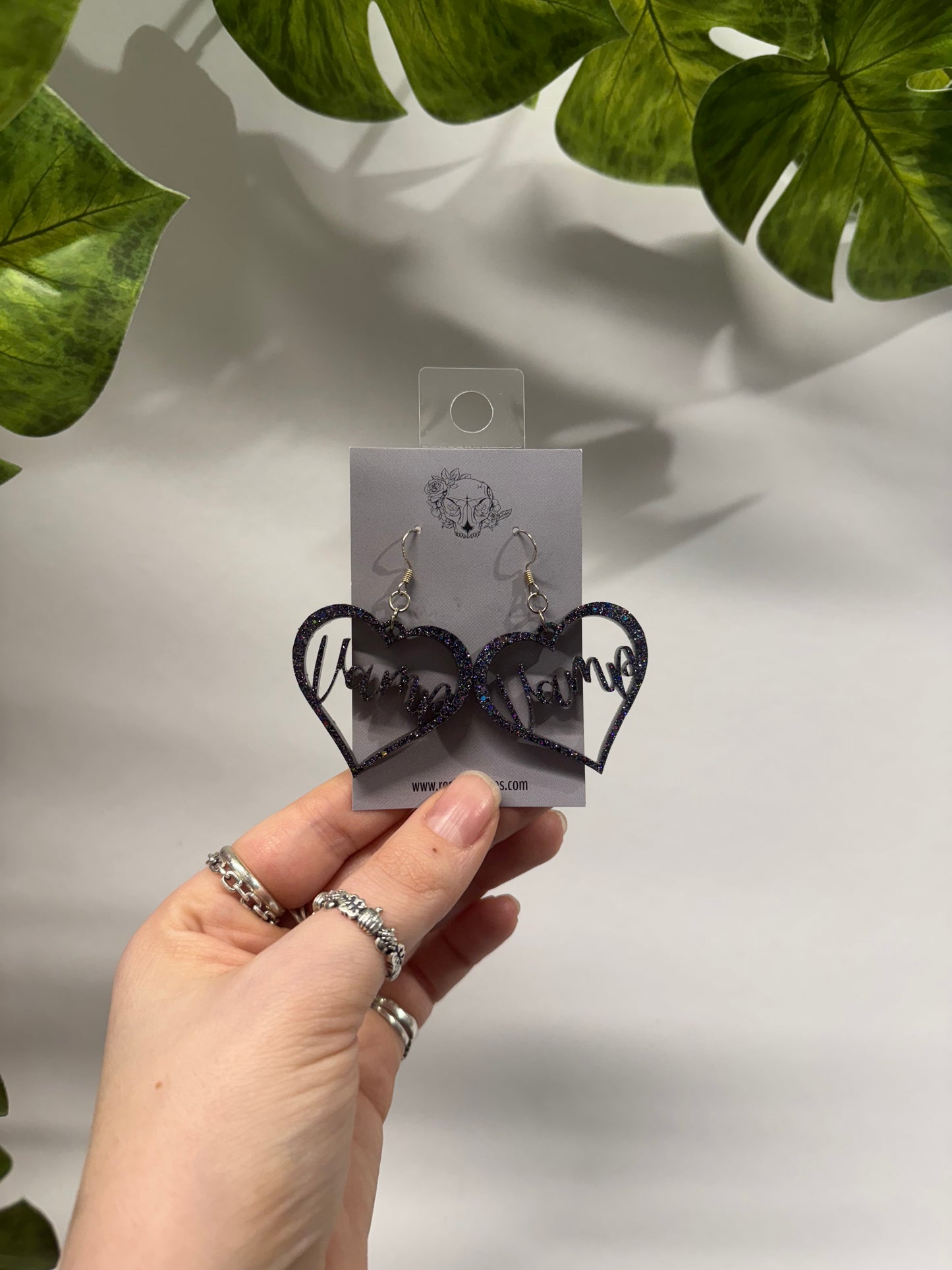 Black Vamp Hearts Resin Earrings