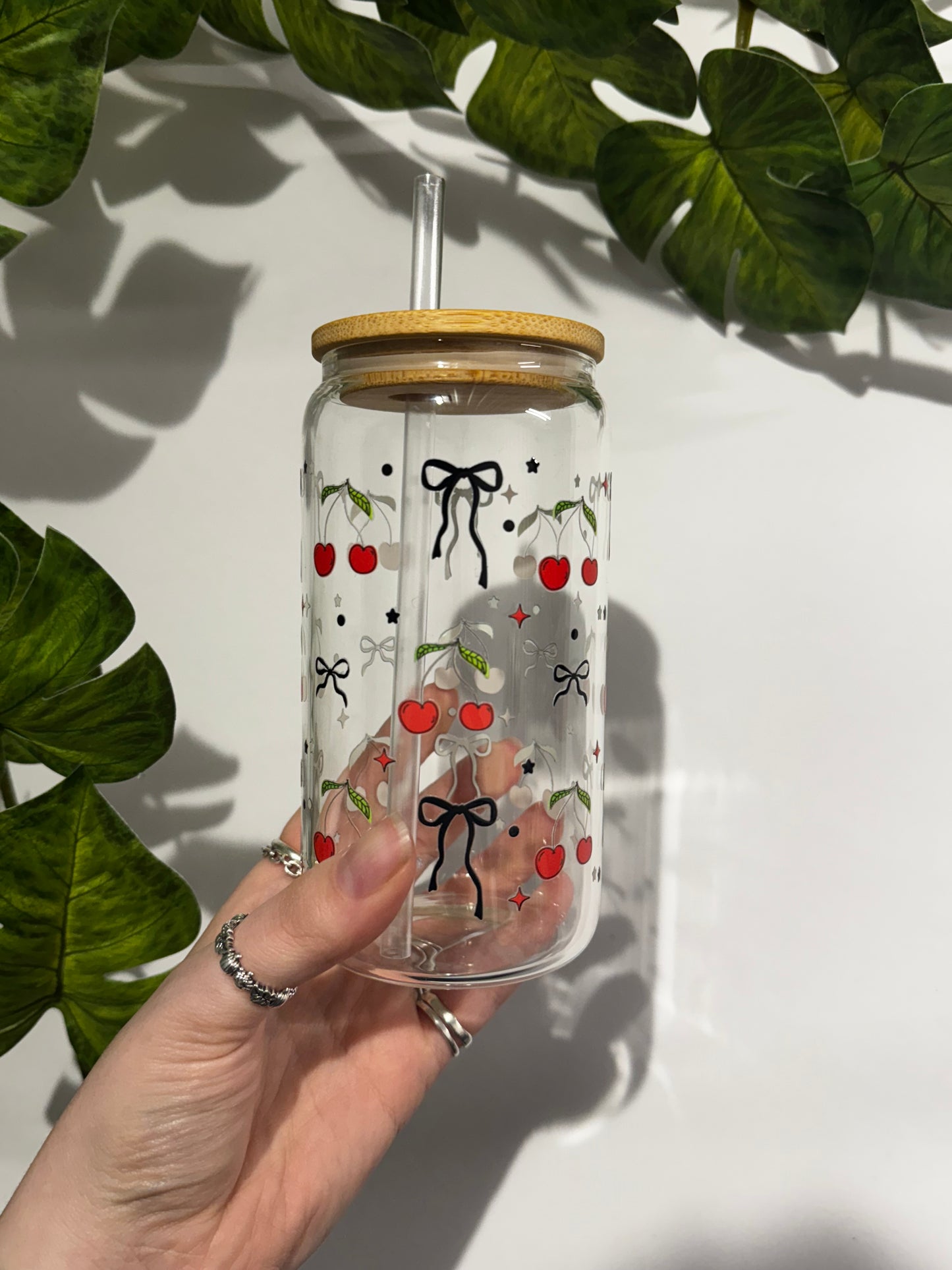 RTS Cherries and Bows Libbey Glass Can