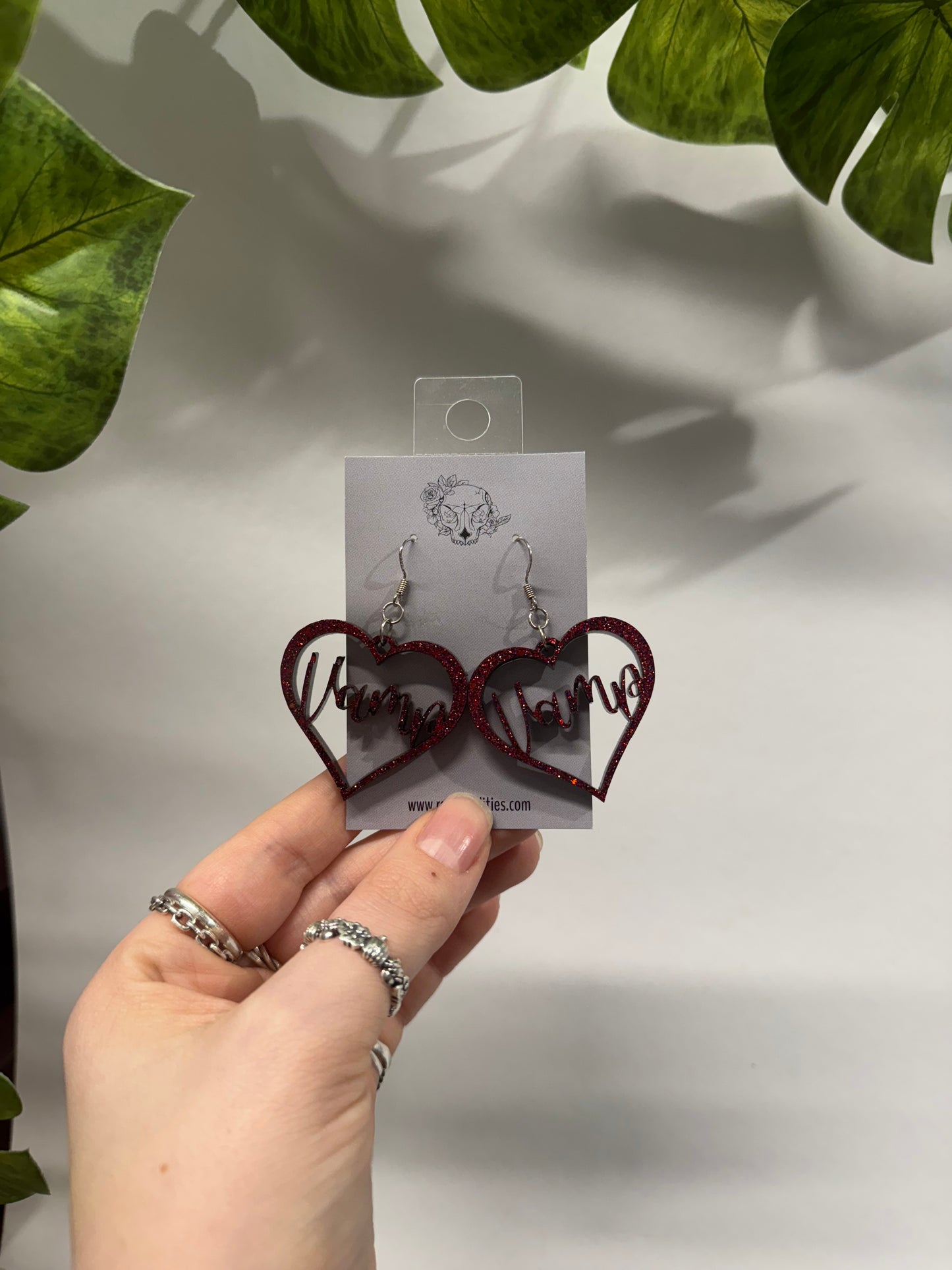 Red Vamp Hearts Resin Earrings