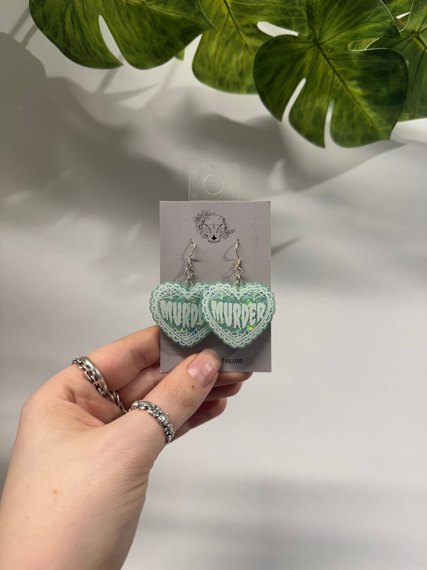 Blue Murder Heart Resin Earrings