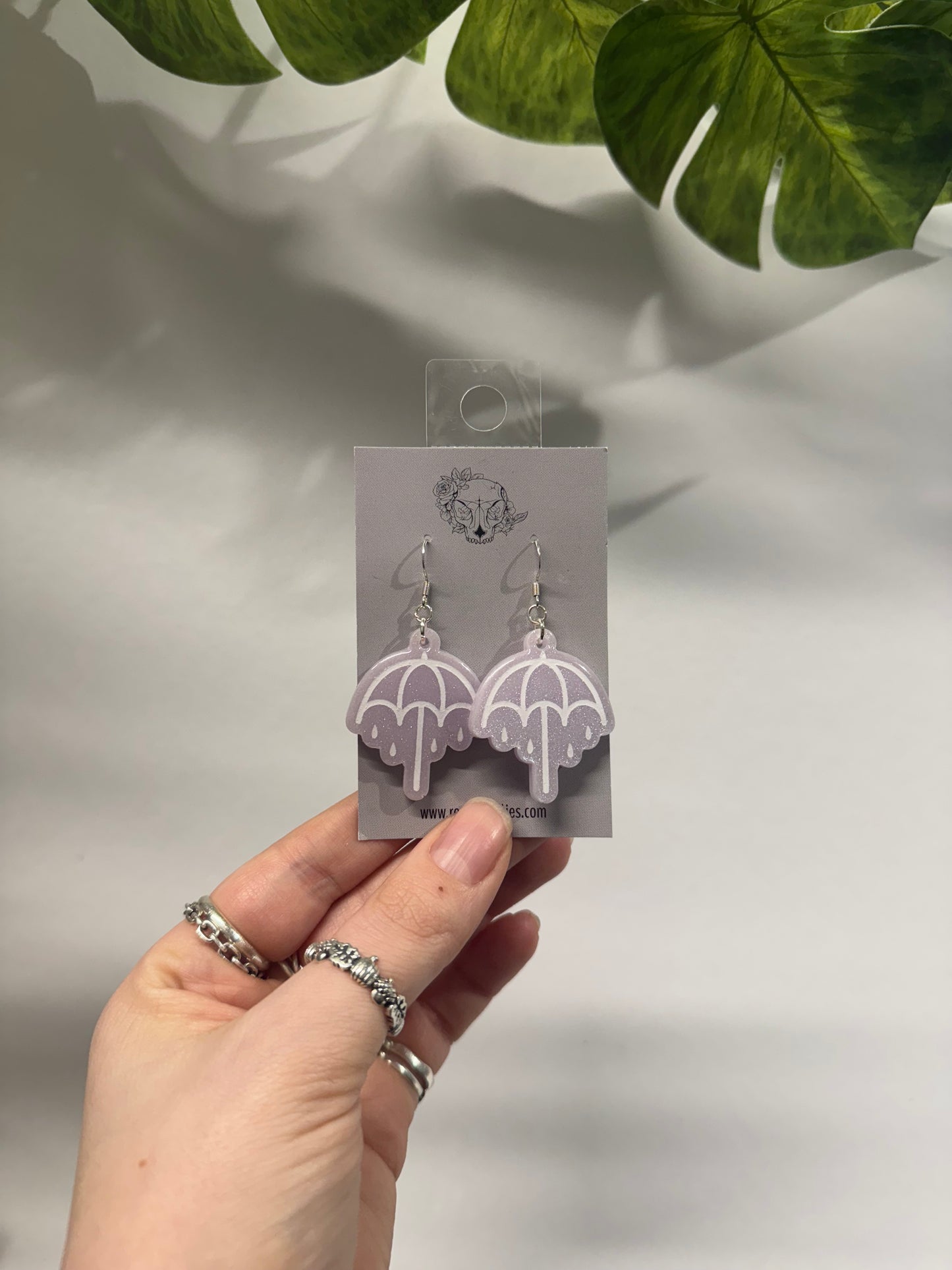 Lilac Umbrella Resin Earrings