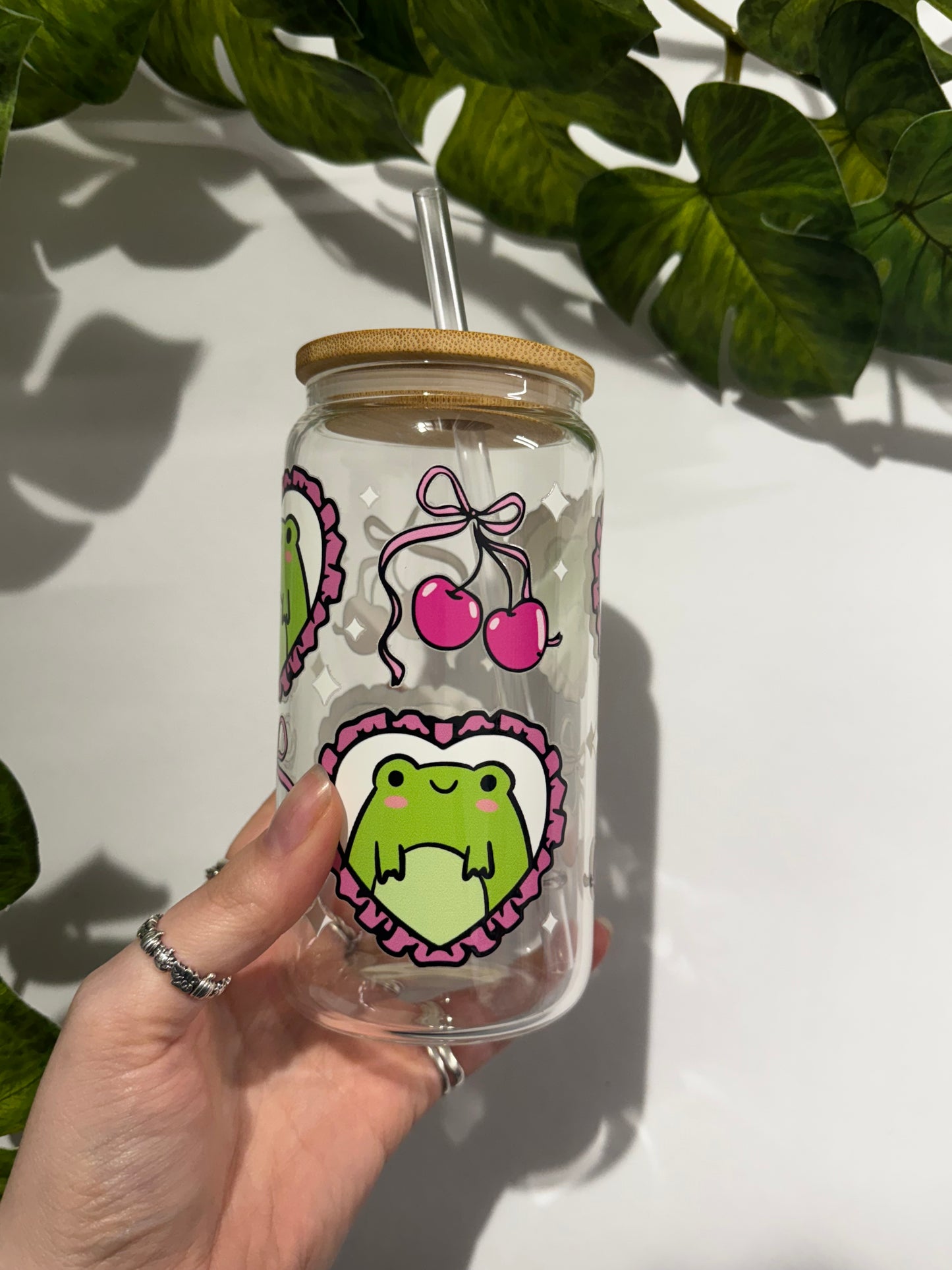 RTS Coquette Frogs Libbey Glass Can