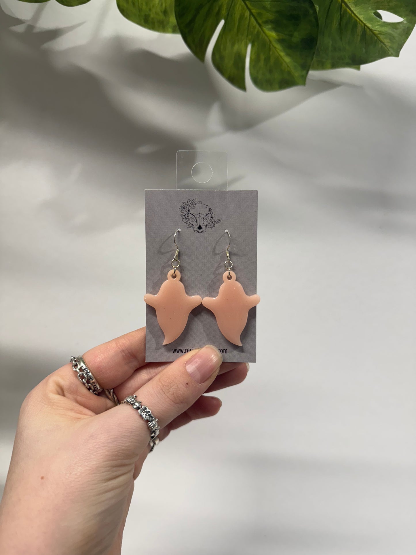 Pink Ghost Resin Earrings