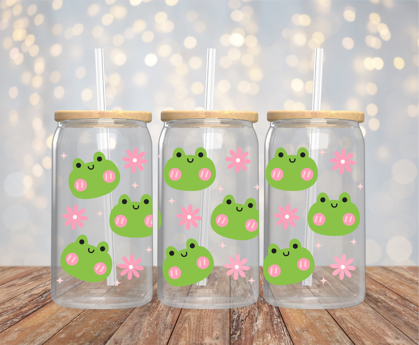 Cute Frogs Libbey Glass Can