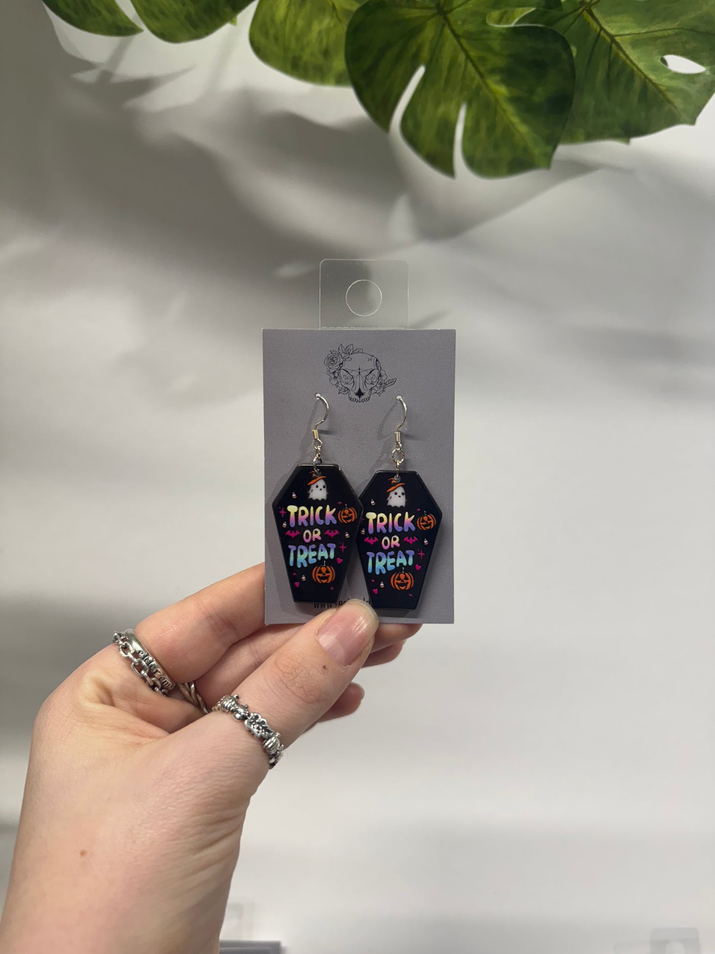 Black Coffin Acrylic Earrings