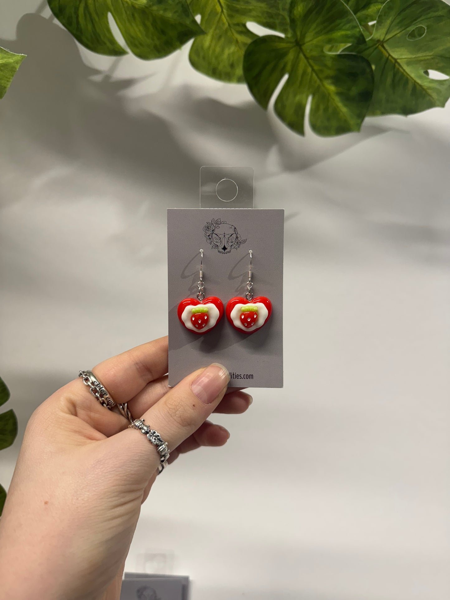 Red Strawberry Hearts Acrylic Earrings