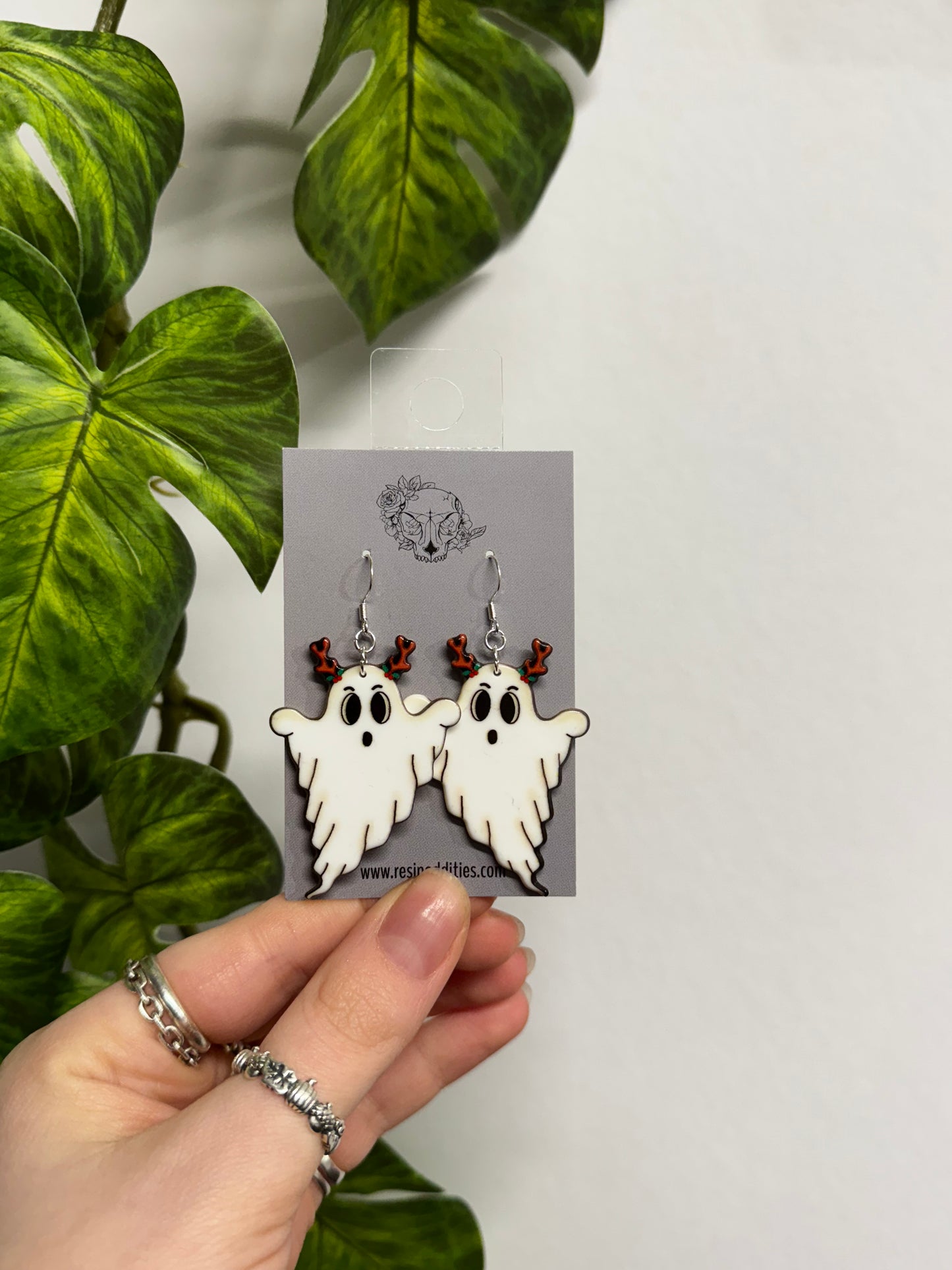 Reindeer Ghost Acrylic Earrings
