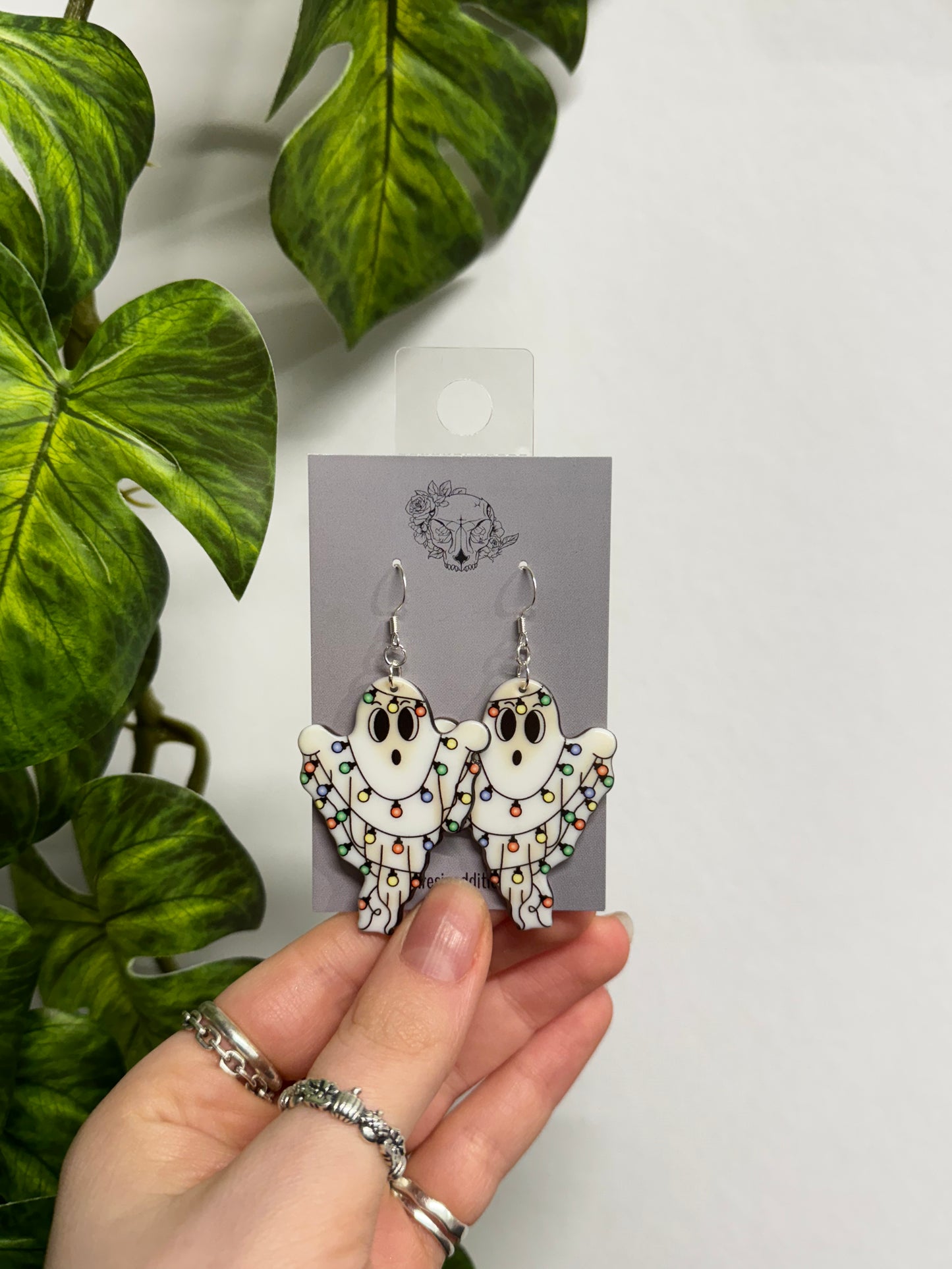 Christmas Lights Ghost Acrylic Earrings
