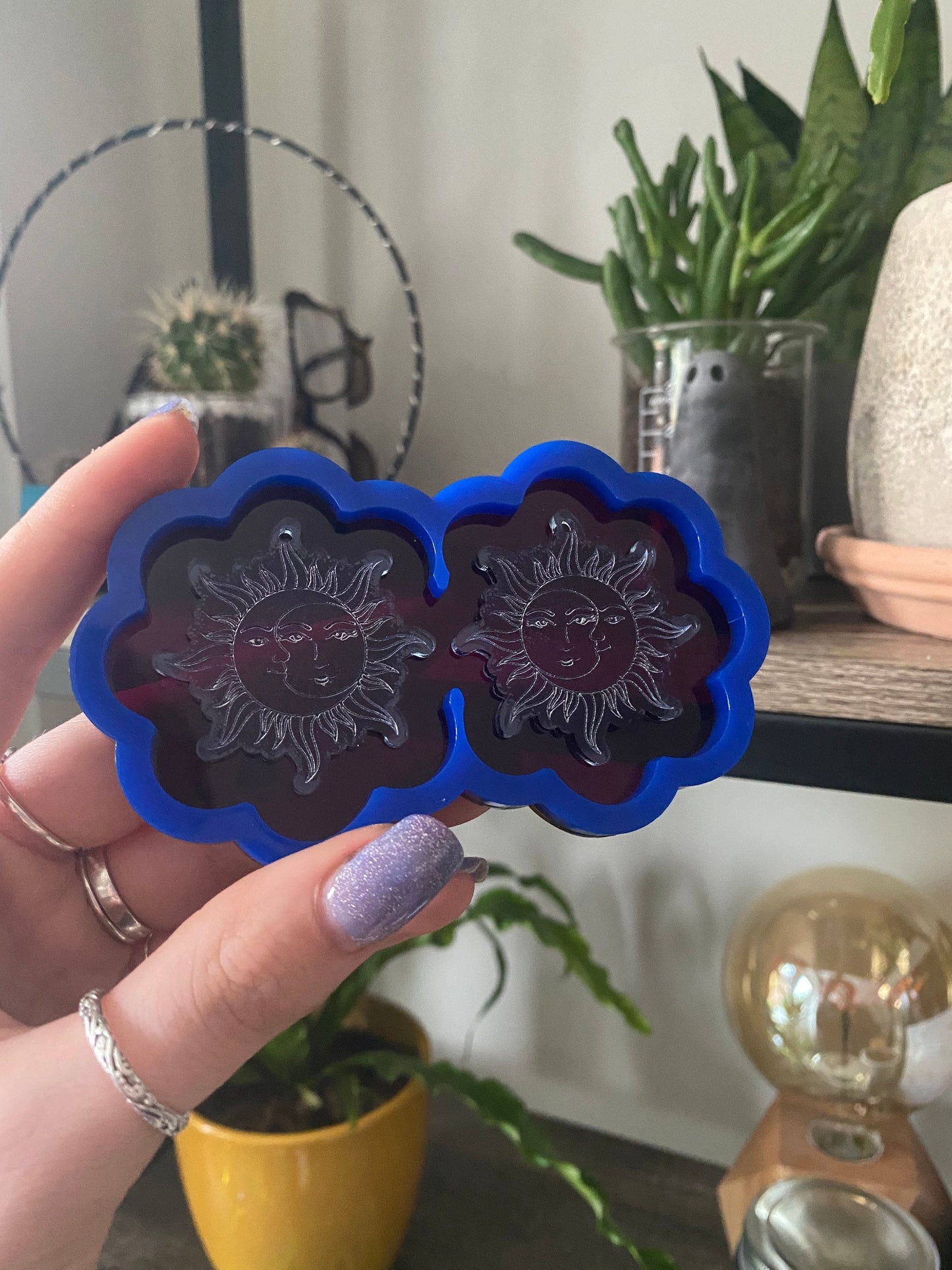 1.5” Sun and Moon Earrings Silicone Mould