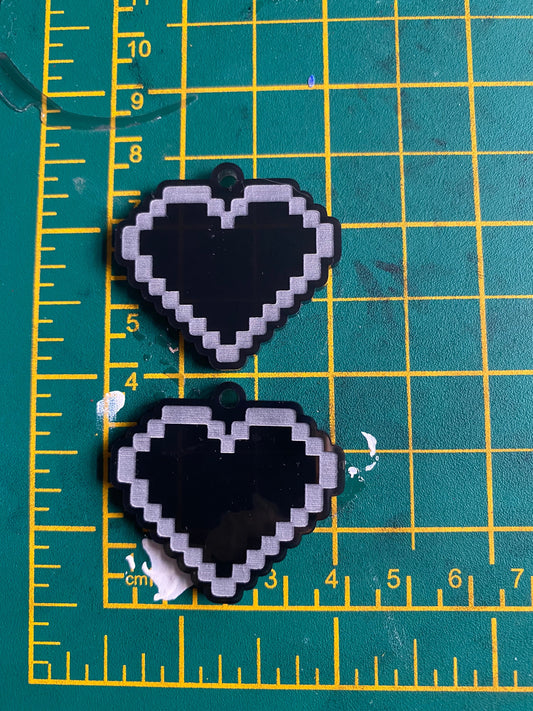 1.5” Pixel Heart Earrings Silicone Mould