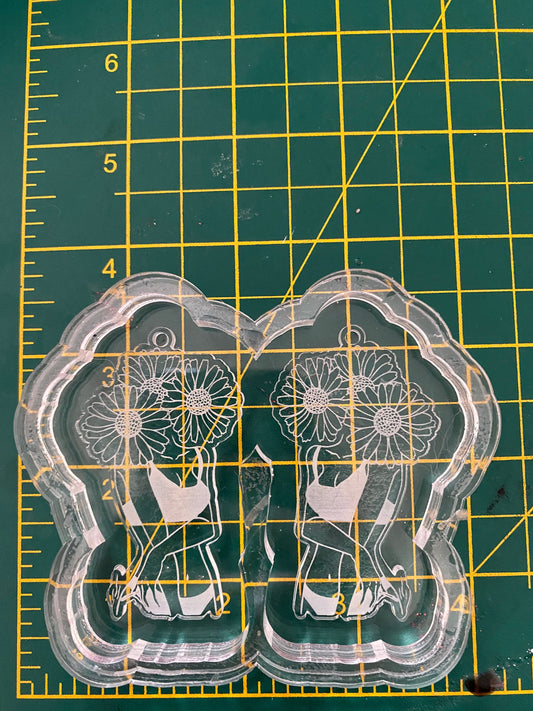 Floral Woman Earrings Silicone Mould