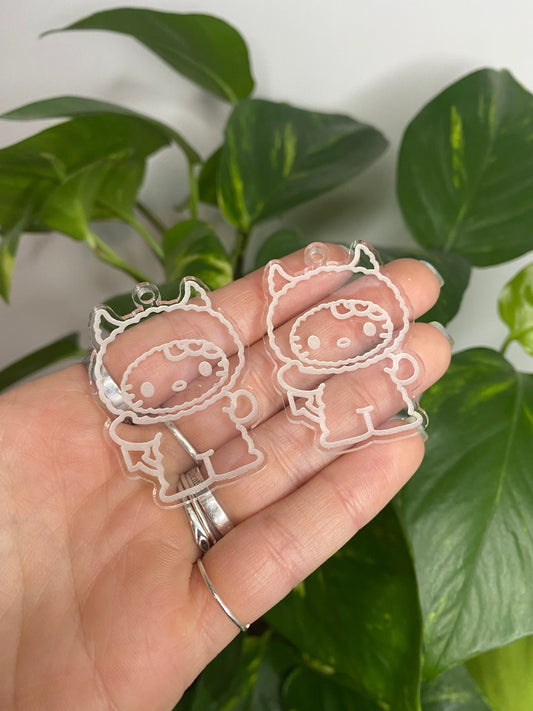 2” Devil Kitty Earrings Silicone Mould