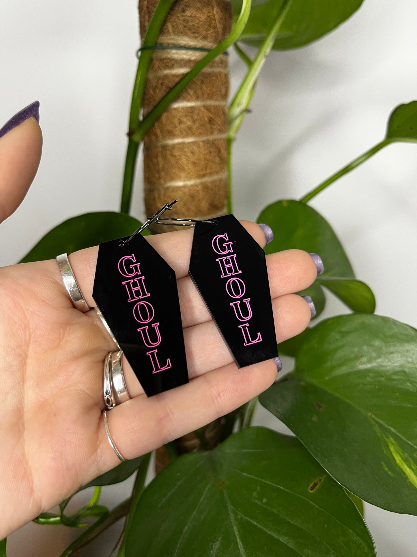 Ghoul Coffin Acrylic Earrings