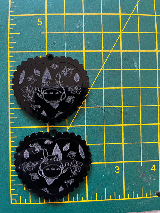 2” Spooky Forest Spirit Heart Earrings Silicone Mould