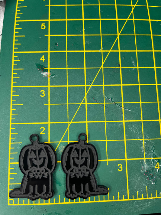 1.5” Pumpkin Head Cat Earrings Silicone Mould