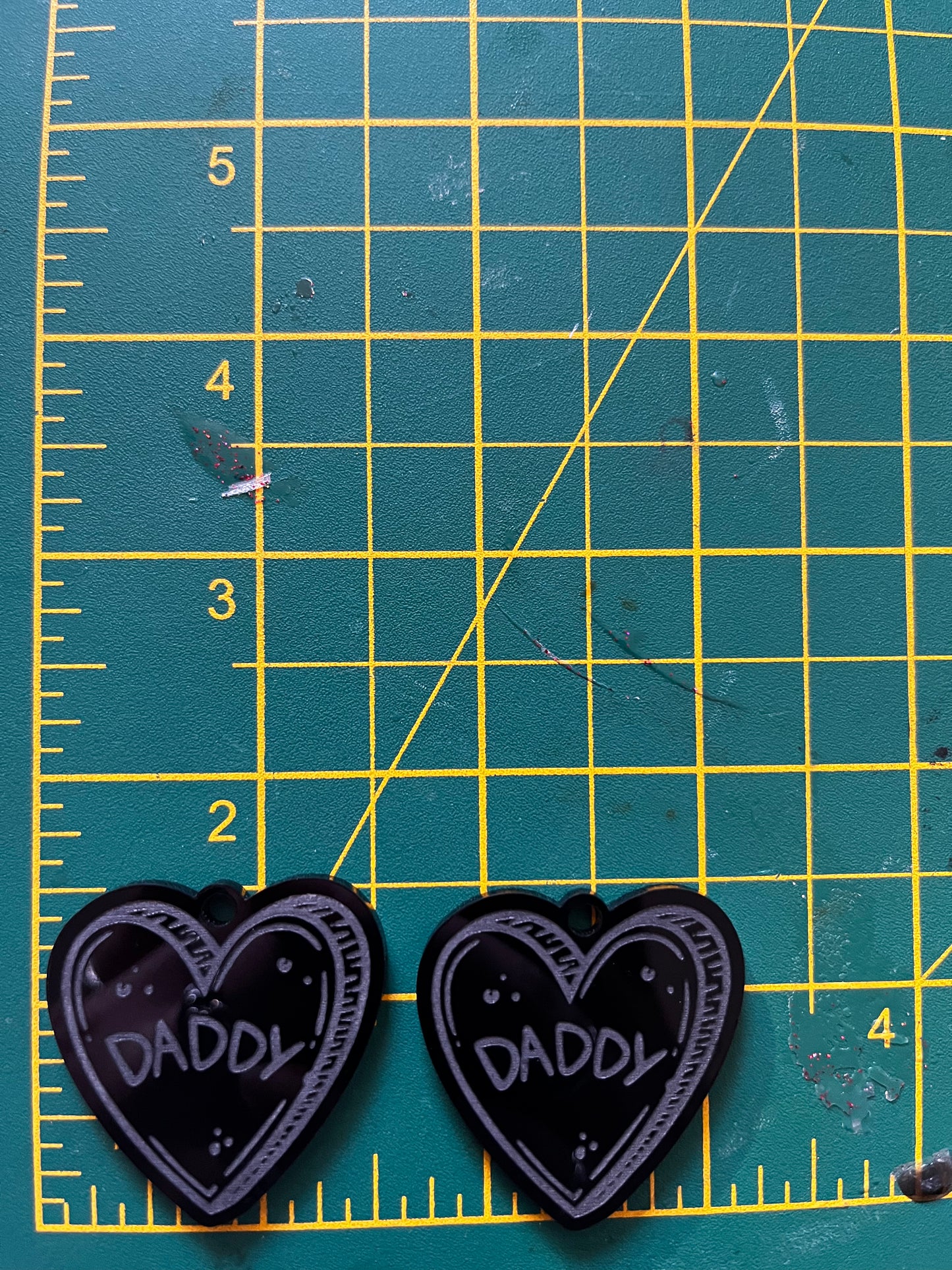 1.5” Daddy Heart Earrings Silicone Mould