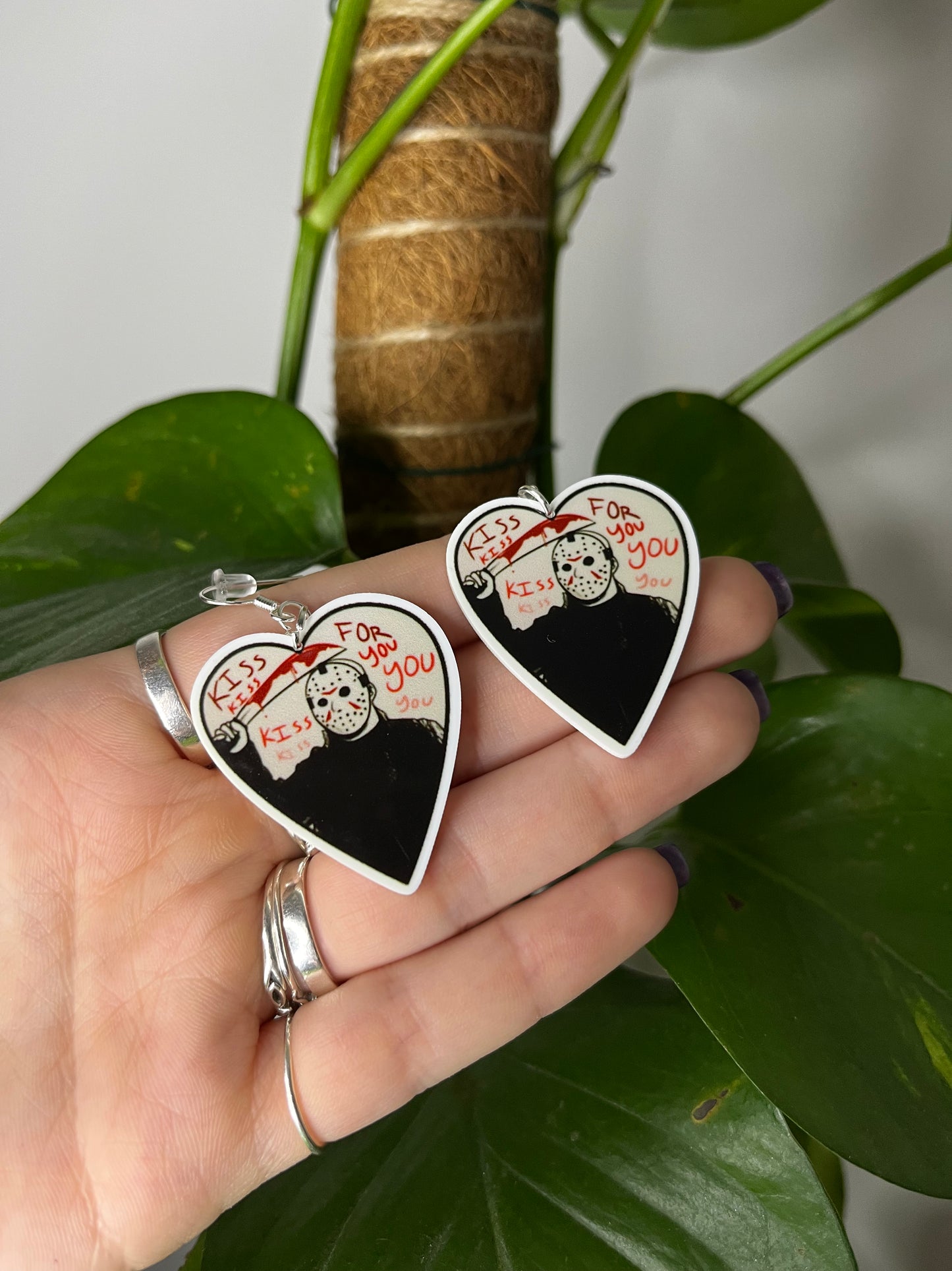 Jason Heart Acrylic Earrings
