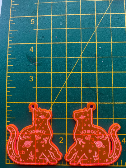 2" Celestial Cats Earrings Silicone Mould