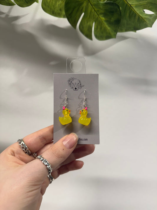 Yellow Demon Ducks Acrylic Earrings