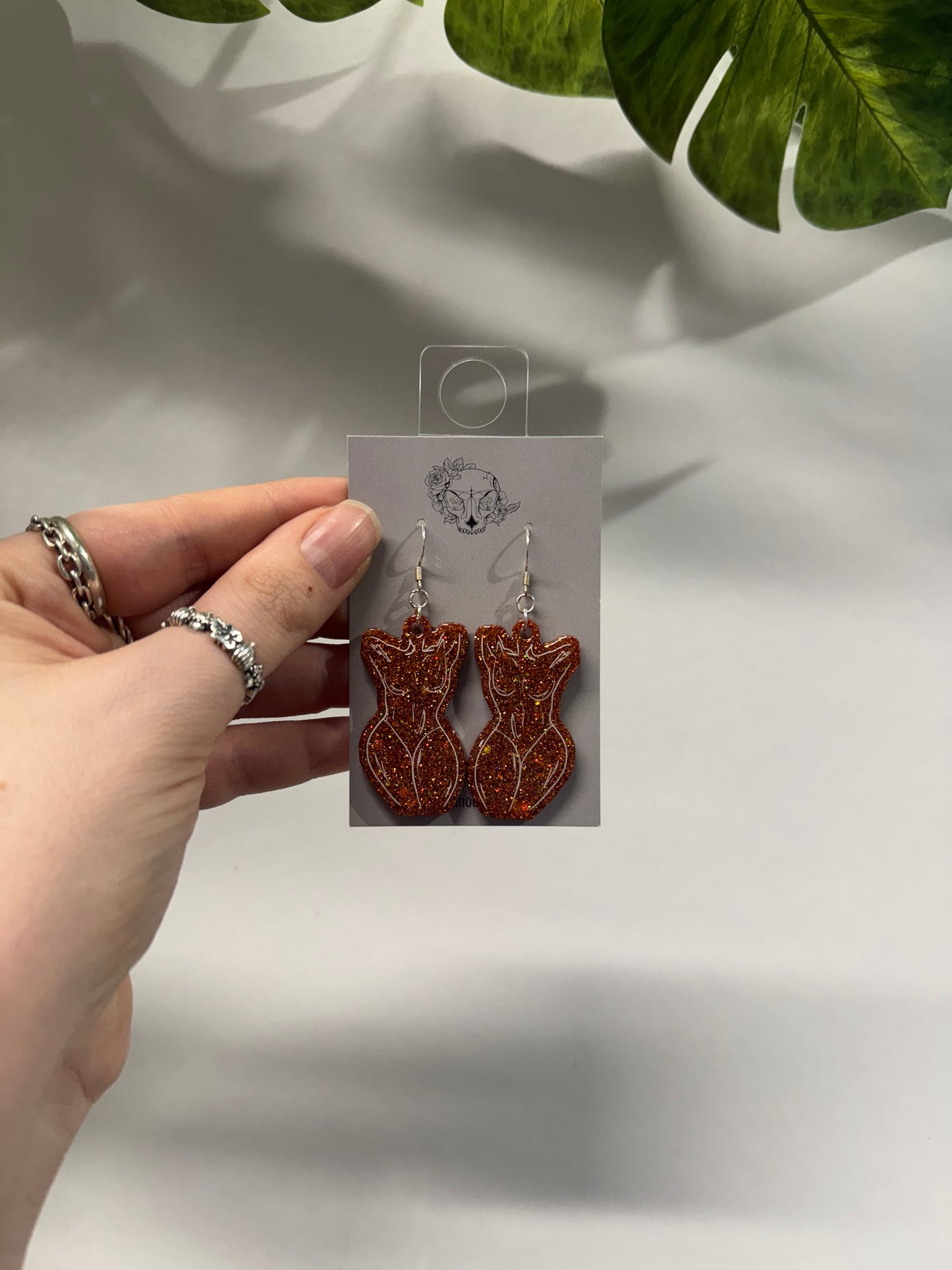 Orange Goddess Bodies Resin Earrings