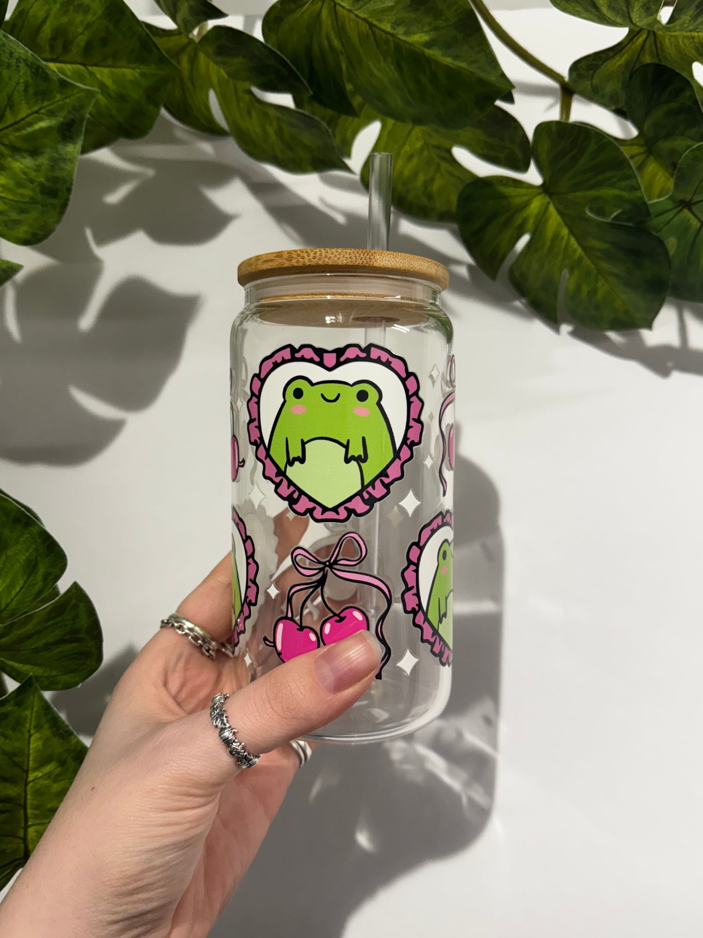 RTS Coquette Frogs Libbey Glass Can