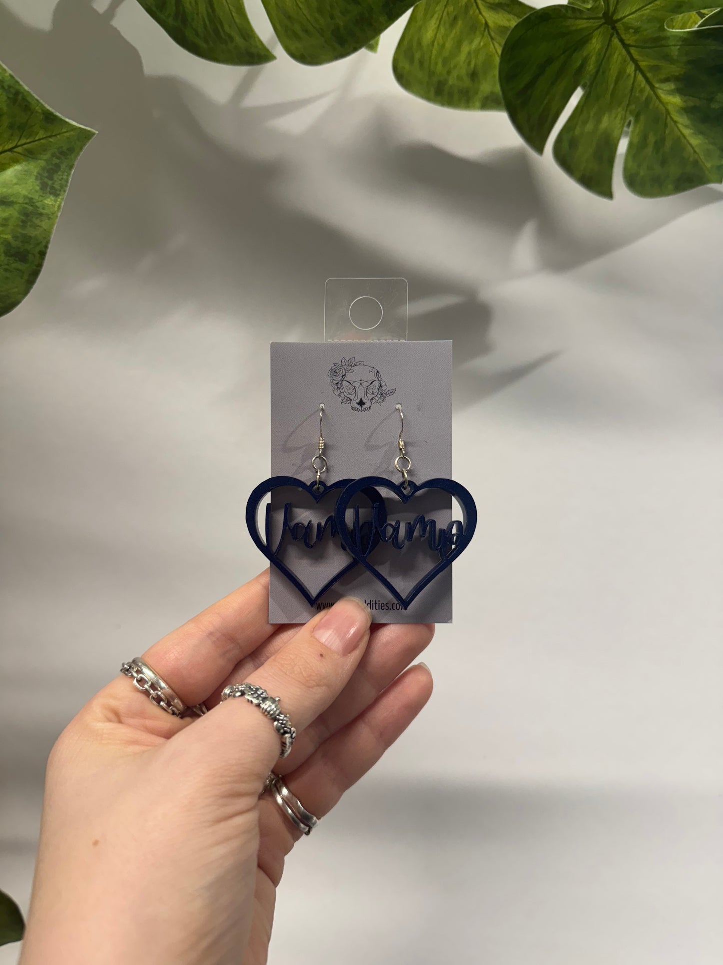 Blue Vamp Hearts Resin Earrings