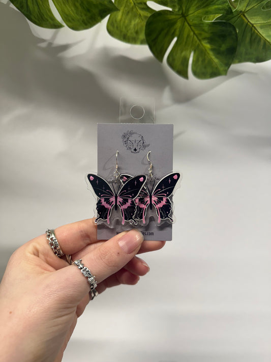 Black Butterfly Acrylic Earrings