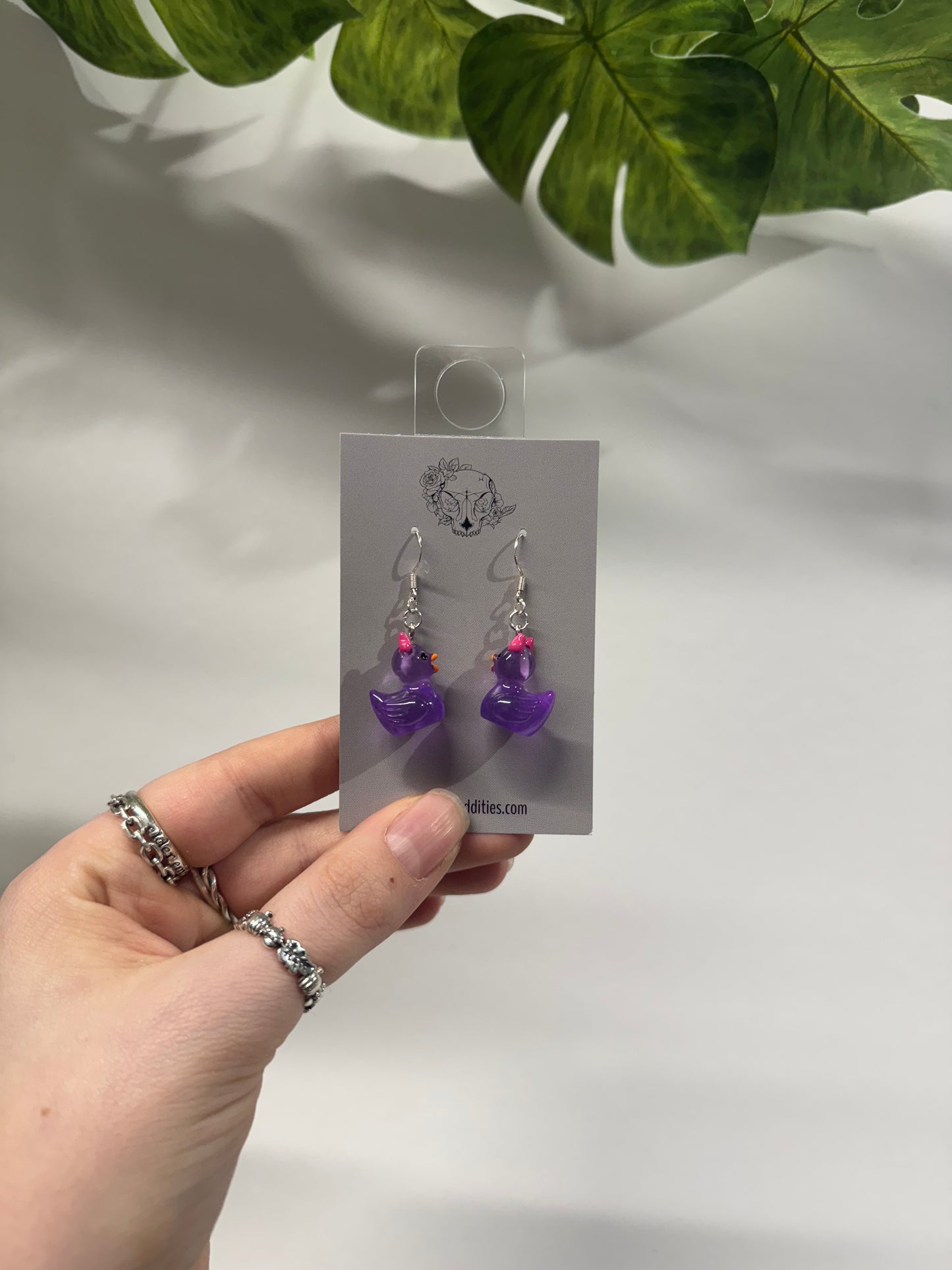 Purple Demon Ducks Acrylic Earrings