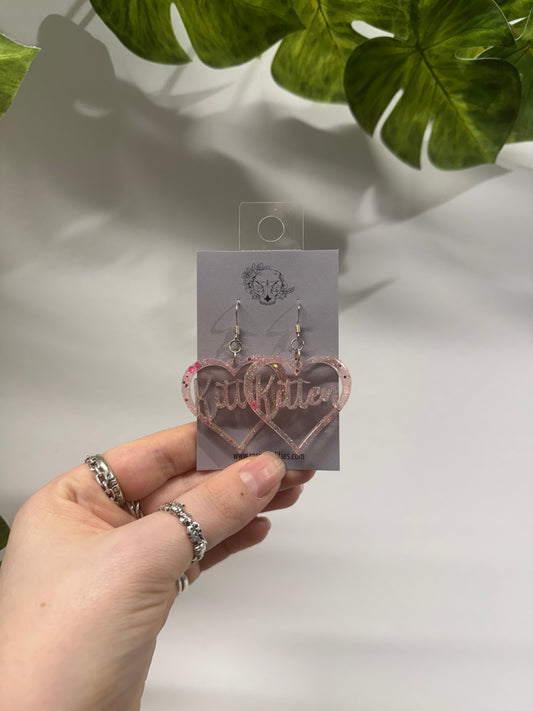 Light Pink Kitten Hearts Resin Earrings