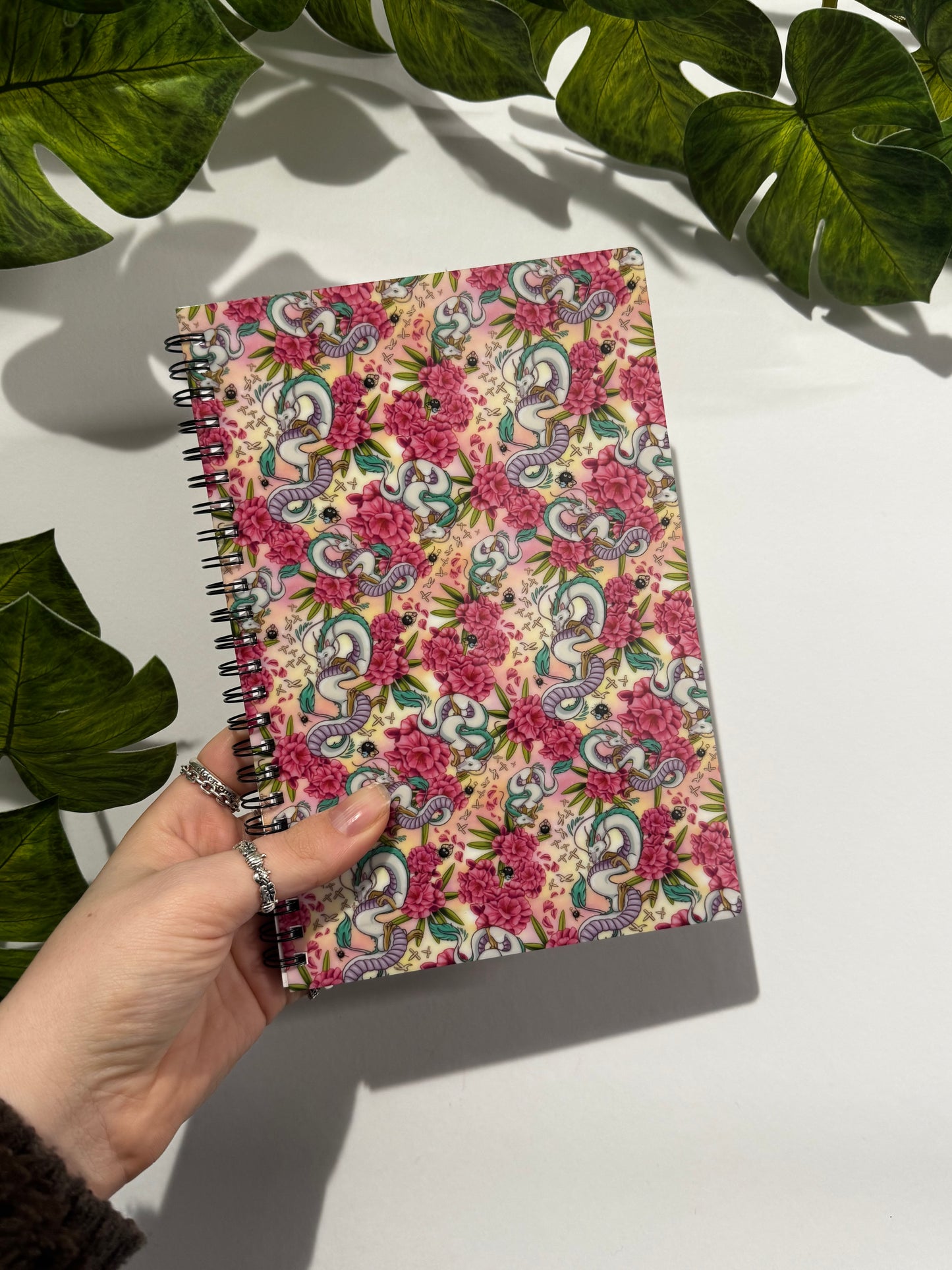 A5 Floral Dragon Lined Notebook
