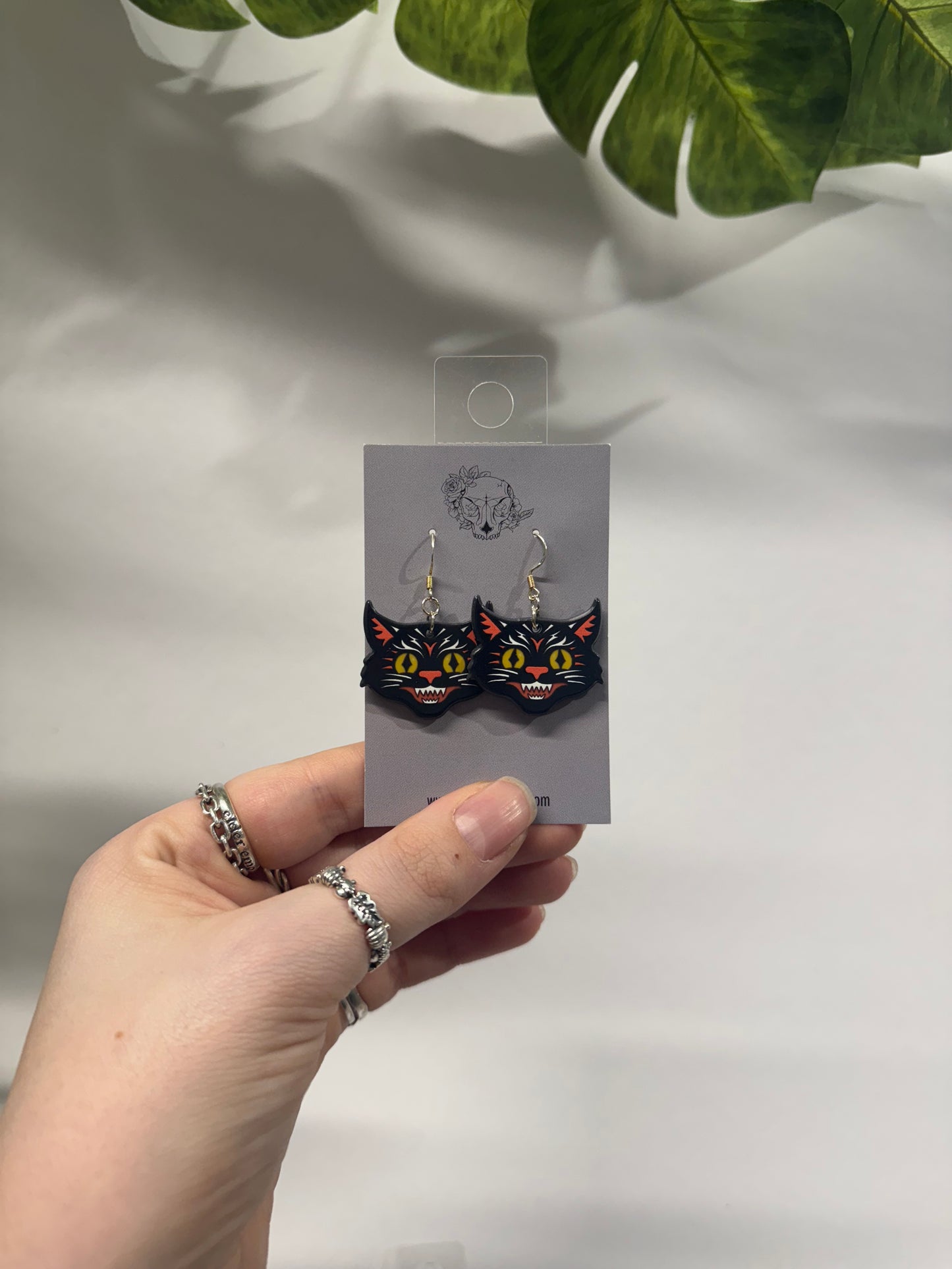 Spooky Cat Acrylic Earrings