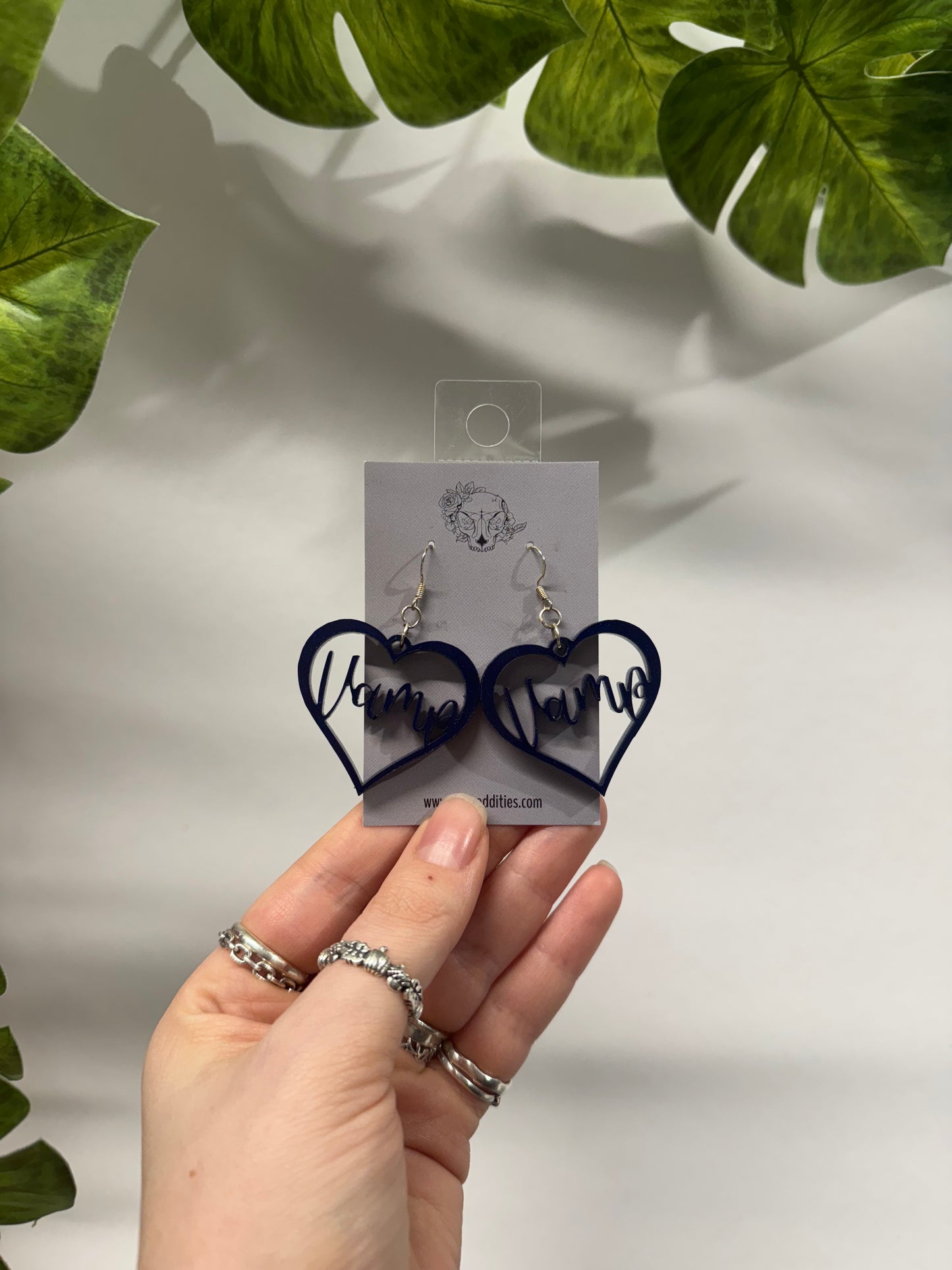 Blue Vamp Hearts Resin Earrings