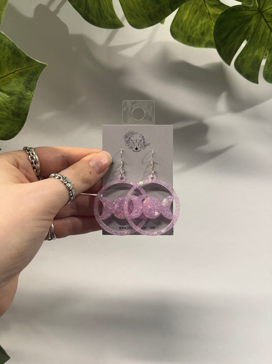 Pink Triple Moon Resin Earrings