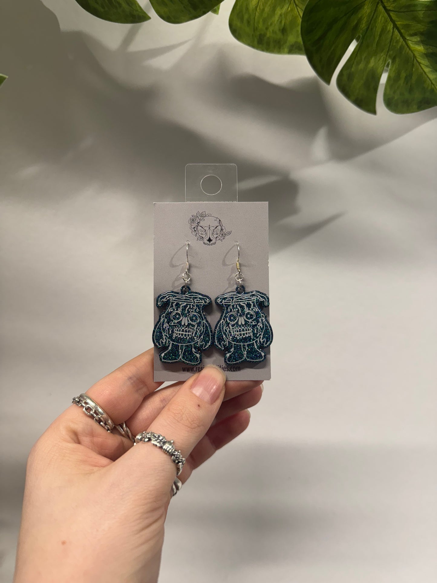 Teal Koolaid Guy Resin Earrings