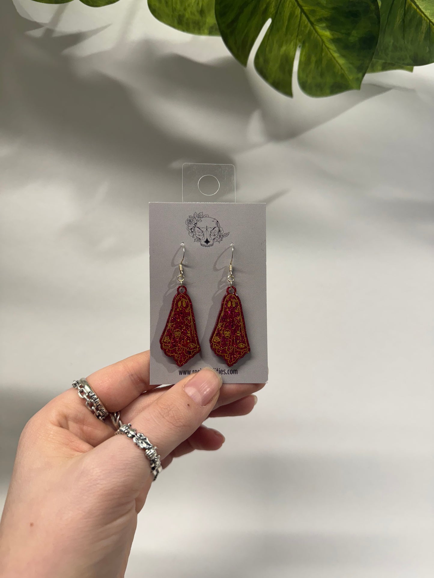 Red Ghost Malone Resin Earrings
