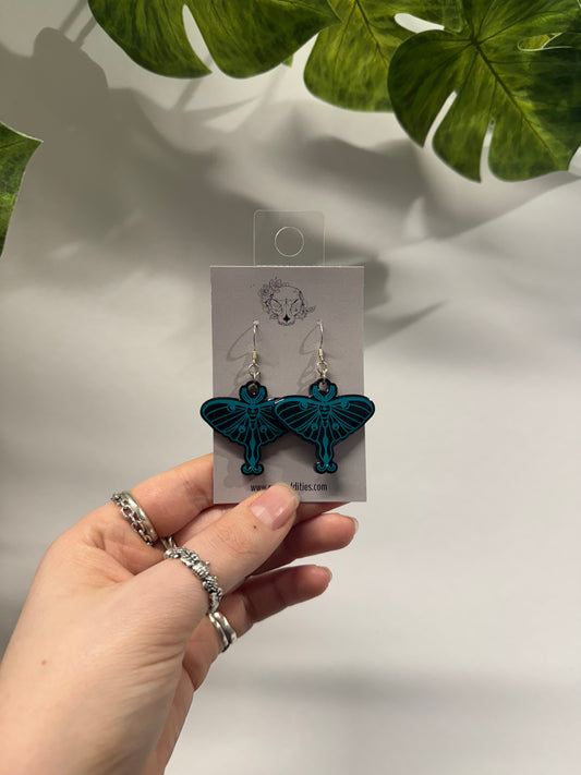 Black Moth Resin Earrings