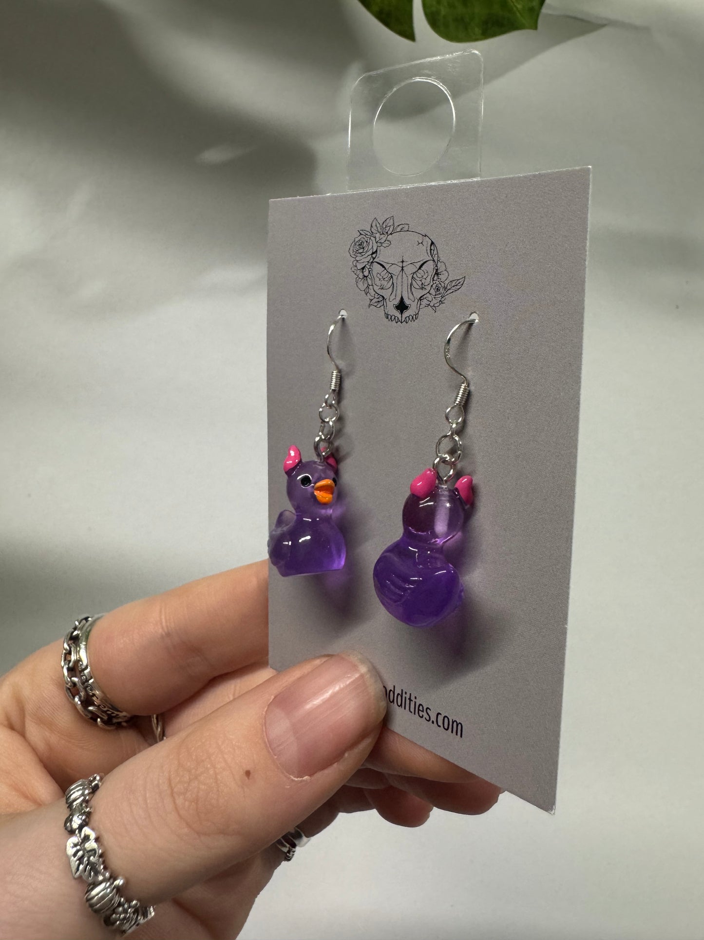 Purple Demon Ducks Acrylic Earrings