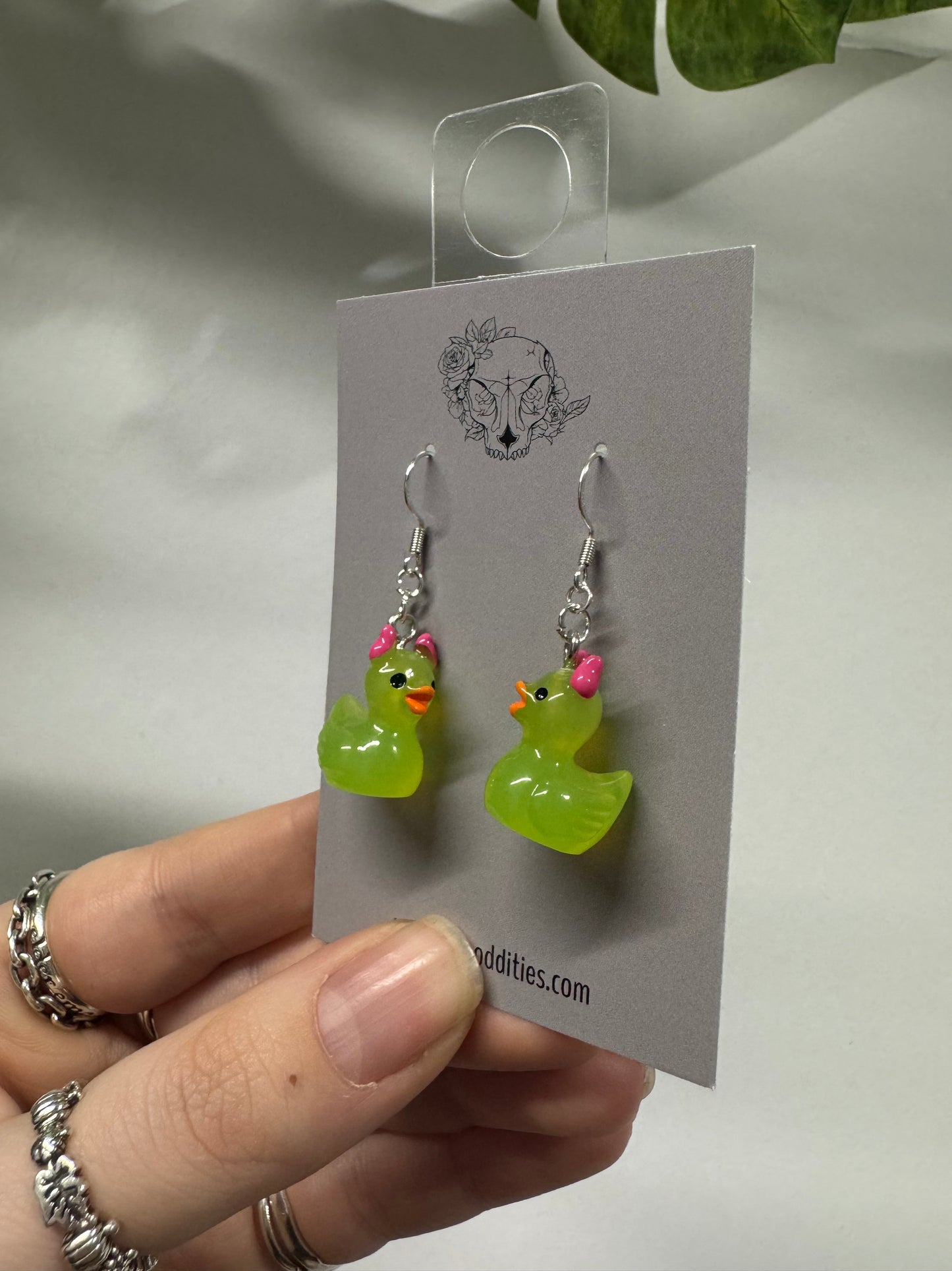 Light Green Demon Ducks Acrylic Earrings