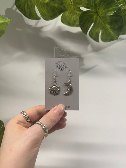 Sun and Moon Metal Earrings