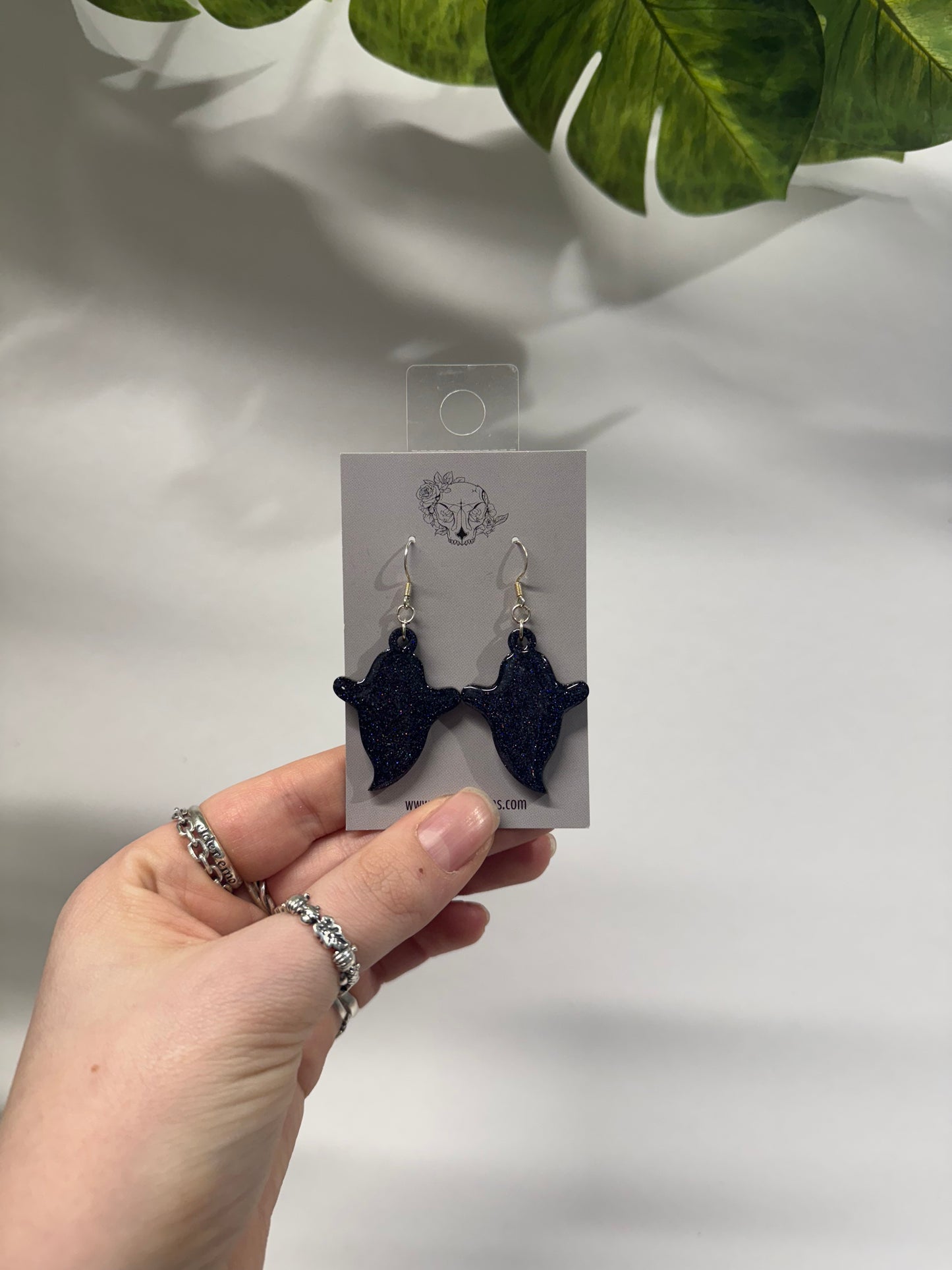 Black Ghost Resin Earrings
