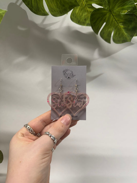 Light Pink Slut Hearts Resin Earrings