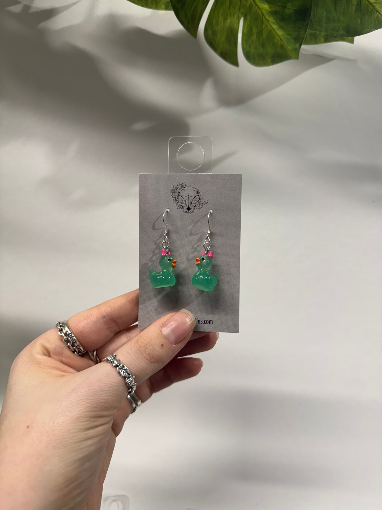 Dark Green Demon Ducks Acrylic Earrings