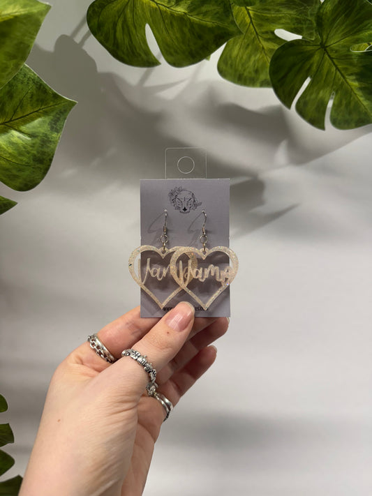 Baby Pink Vamp Hearts Resin Earrings