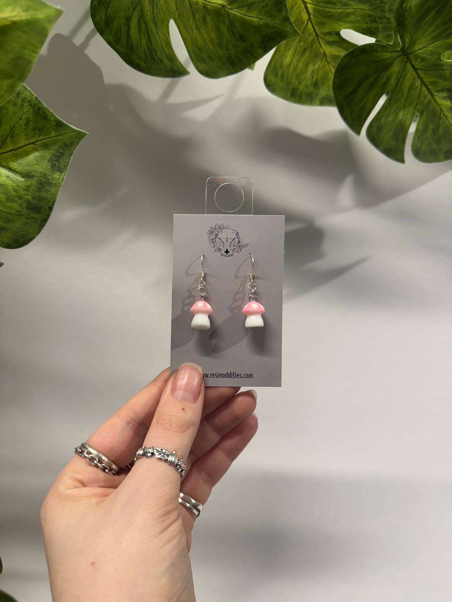 Pink Mushroom Acrylic Earrings
