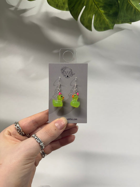 Light Green Demon Ducks Acrylic Earrings