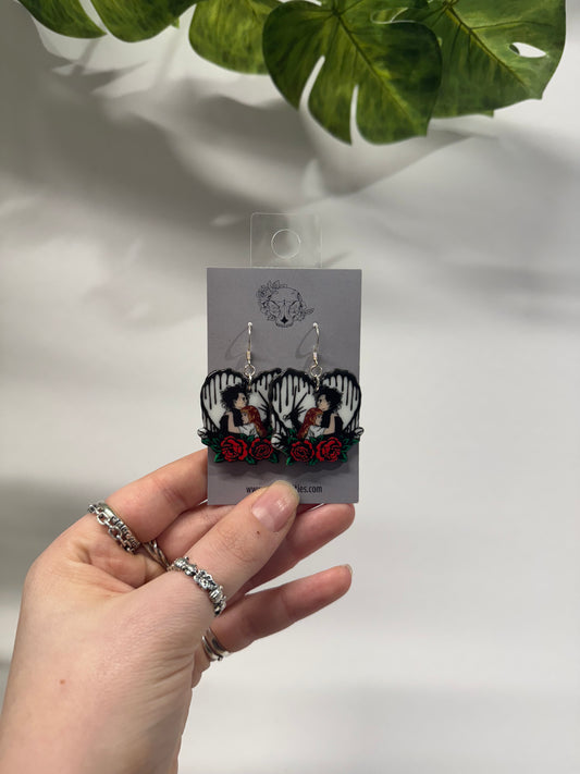 Scissor Hearts Acrylic Earrings
